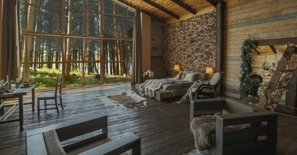 Cum amenajezi o cabană rustică (cabana rustina cu accente de lemn si piatra naturala)
