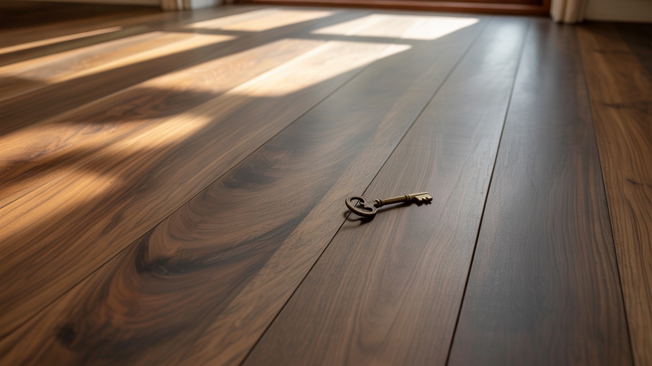 Pardoseală rustică din lemn masiv, scânduri late și finisaj mat